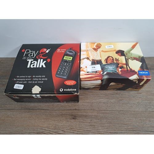 778 - Two boxed mobile phones, one Sagem RC 815 Plus and one Nokia 3510i