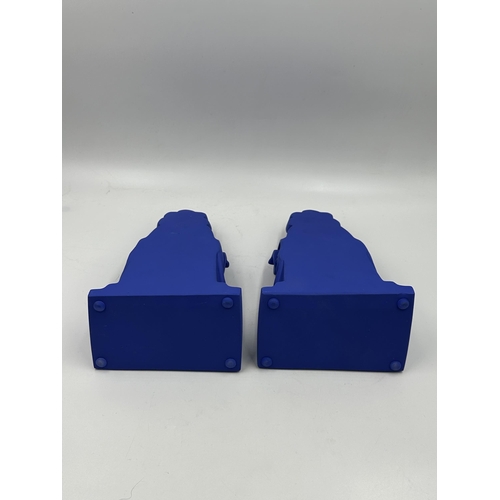 319 - A pair of boxed Liberty Sophia Oceanid ultra blue ceramic bookends - approx. 21cm high