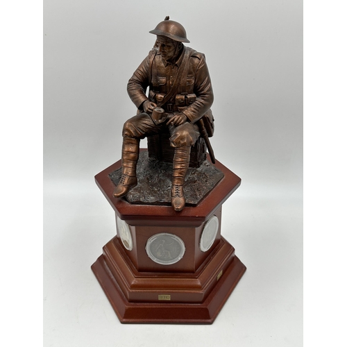 335 - A Danbury Mint World War I Centenary 'The Brave British Tommy' bronzed sculpture - approx. 28cm high