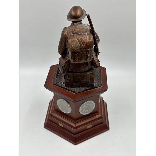 335 - A Danbury Mint World War I Centenary 'The Brave British Tommy' bronzed sculpture - approx. 28cm high