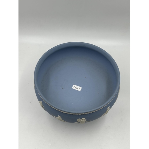 336 - A Wedgwood pale blue Jasperware Dancing Hours pedestal bowl - approx. 20cm diameter