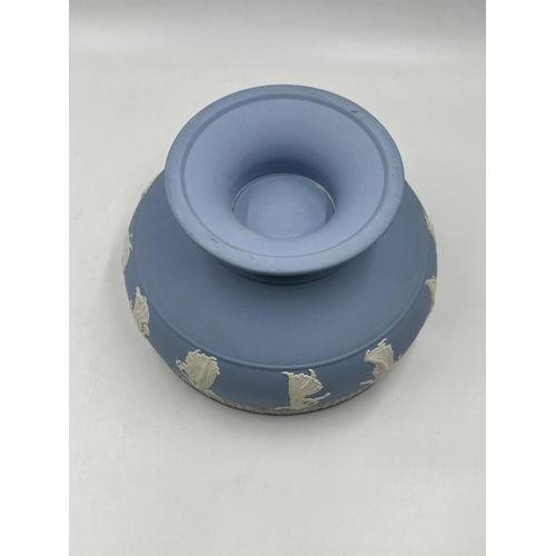 336 - A Wedgwood pale blue Jasperware Dancing Hours pedestal bowl - approx. 20cm diameter