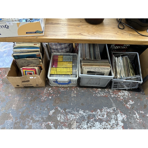 1012 - Four boxes containing records and cassettes