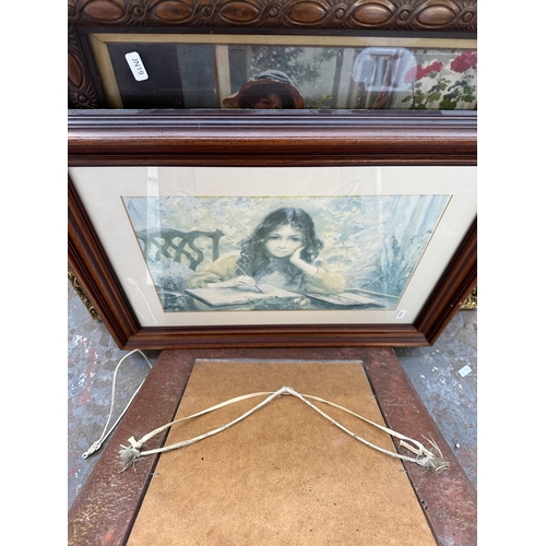 975 - A collection of framed pictures and mirrors