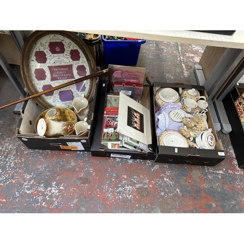 983 - Three boxes containing Queen's Covent Garden china, two Wade porcelain dog figurines, Crewe Alexandr... 