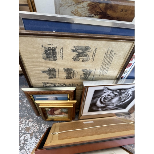 985 - A collection of framed pictures to include S. J. Darbishire pencil signed limited edition no.41 of 5... 