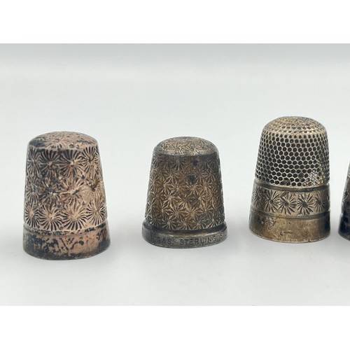 2266 - A collection of sterling silver thimbles - approx. gross weight 34.2g