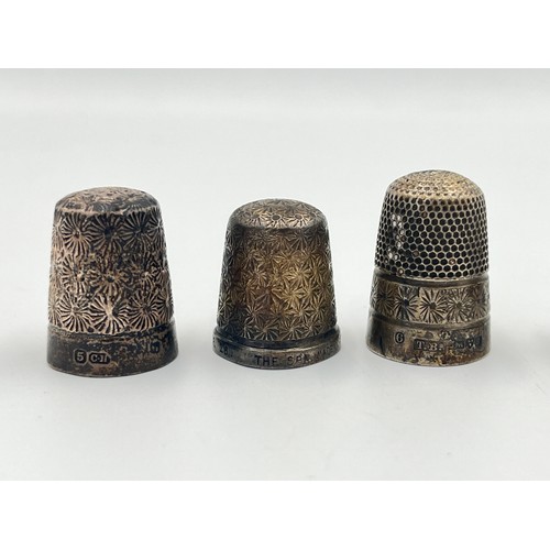 2266 - A collection of sterling silver thimbles - approx. gross weight 34.2g