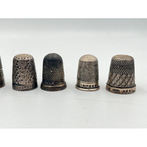 2266 - A collection of sterling silver thimbles - approx. gross weight 34.2g