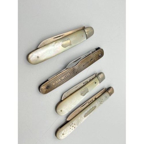 2283 - Four hallmarked sterling silver pocket knives - approx. gross weight 72.2g