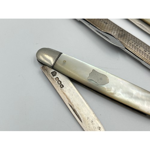 2283 - Four hallmarked sterling silver pocket knives - approx. gross weight 72.2g