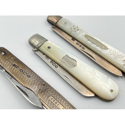 2283 - Four hallmarked sterling silver pocket knives - approx. gross weight 72.2g