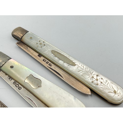 2283 - Four hallmarked sterling silver pocket knives - approx. gross weight 72.2g