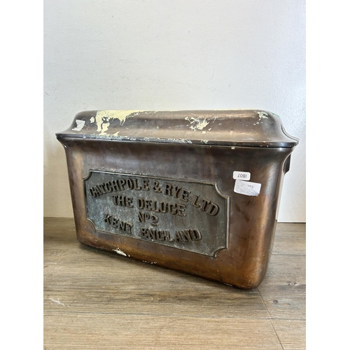 435 - A pair of Catchpole & Rye Ltd. The Deluge no. 2 aged copper toilet cisterns