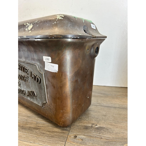 435 - A pair of Catchpole & Rye Ltd. The Deluge no. 2 aged copper toilet cisterns