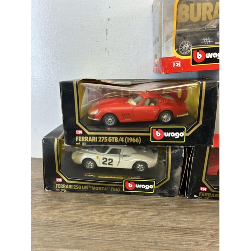 452 - Eight boxed Bburago model vehicles to include Ferrari  F40, Ferrari 250LM Monza etc.