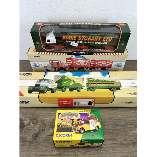 463 - Four boxed Corgi model vehicles, Morris 1000 Carter Steam Fair van, Eddie Stobart Ltd Volvo Lorry, R... 