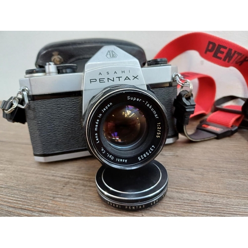 630 - Two Pentax 35mm SLR cameras, one Spotmatic SP500 fitted with Super-Takumar 1:2/55 lens and one ME Su... 