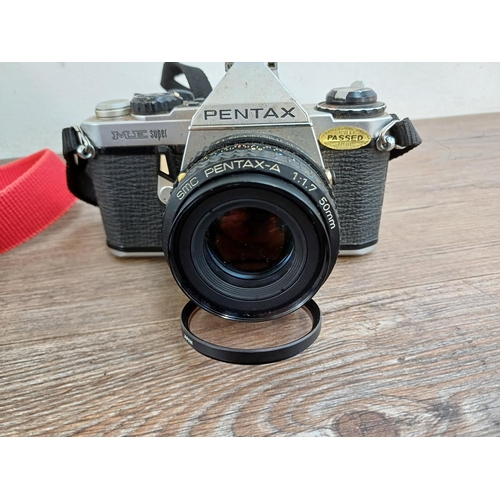 630 - Two Pentax 35mm SLR cameras, one Spotmatic SP500 fitted with Super-Takumar 1:2/55 lens and one ME Su... 