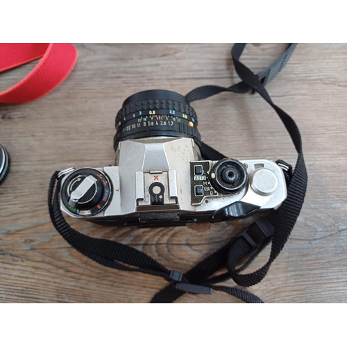 630 - Two Pentax 35mm SLR cameras, one Spotmatic SP500 fitted with Super-Takumar 1:2/55 lens and one ME Su... 