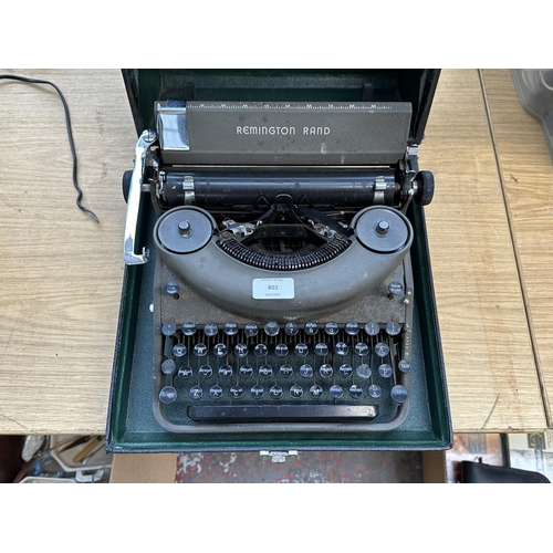 801 - A cased 1940s Remington Rand noiseless model 7 portable typewriter