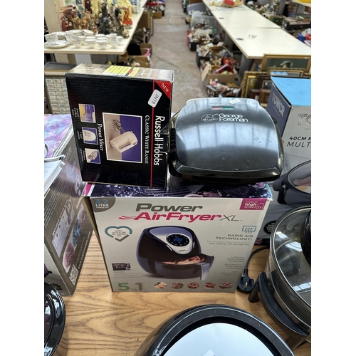 808 - Three items, one boxed Power 3.2ltr air fryer XL, one George Foreman 23400 compact grill and one box... 