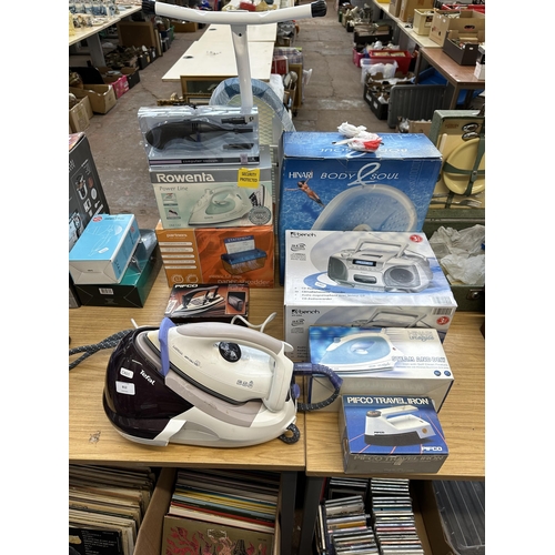 812 - Nine items to include Tefal Express steam iron station, boxed Bench CD player/radio/cassette recorde... 