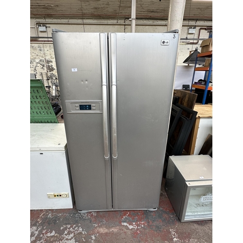 827 - An LG GR-B207GUQA American style two door fridge freezer - approx. 175cm high