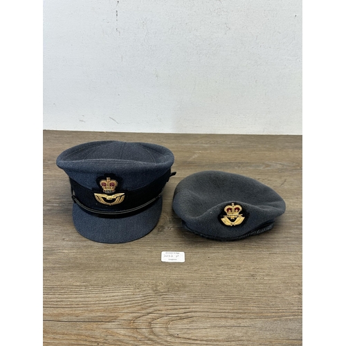 2232P - Two British RAF hats, one No.1 female officer's cap and one beret