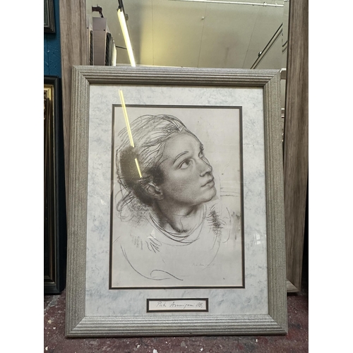 238 - Two framed items, one The Range Henley wall mirror - approx. 102cm x 72cm and one portrait print - a... 