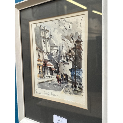 242 - A mid 20th century street scene watercolour - approx. 33cm high x 25cm wide