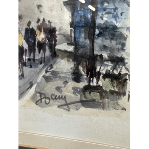 242 - A mid 20th century street scene watercolour - approx. 33cm high x 25cm wide