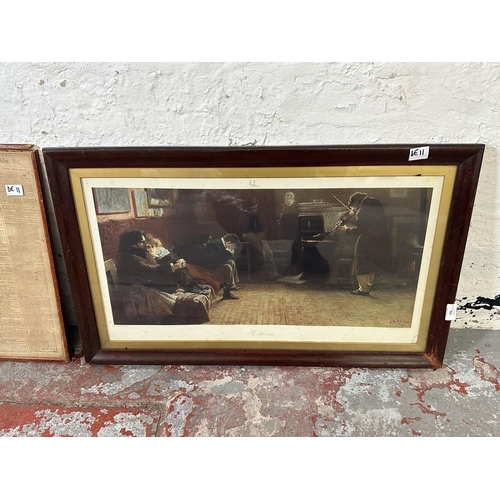 255 - Two framed items, one 1779 The Morning Post and The Daily Advertiser newspaper article and one Beeth... 