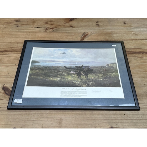 256 - A framed David Shepherd Falklands Casevac, Ajax Bay, 28 May 1982 pencil signed limited edition no. 1... 