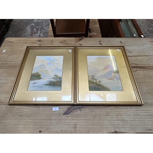 261 - Two early 20th century gilt framed watercolours - approx. 54cm high x 44cm wide