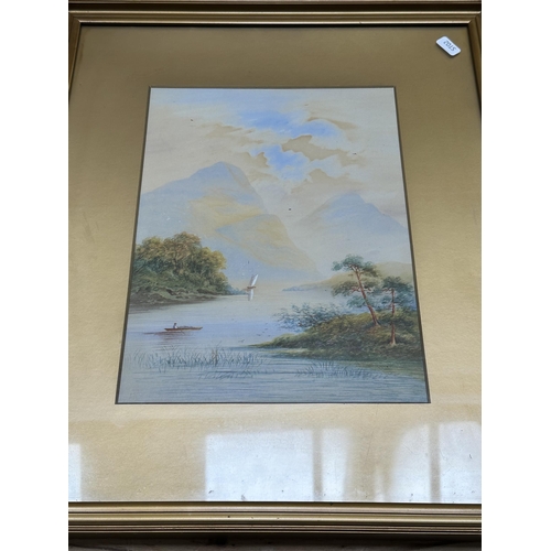 261 - Two early 20th century gilt framed watercolours - approx. 54cm high x 44cm wide