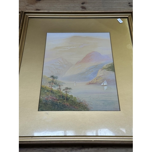 261 - Two early 20th century gilt framed watercolours - approx. 54cm high x 44cm wide