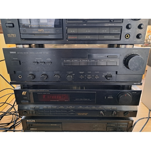 683 - Five items of hi-fi, one Sony CDP-M35 CD player, one Aiwa AD-F500 cassette deck, one Yamaha AX-530 n... 