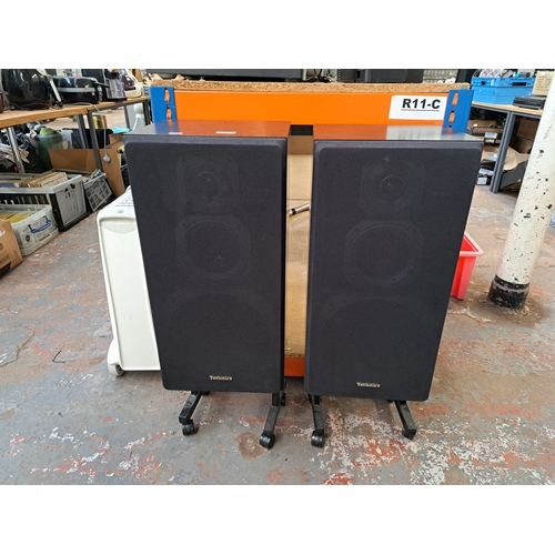 687 - A pair Technics SB-3670 three-way 8Ω hi-fi speakers with stands