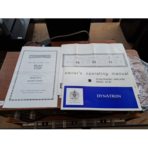 696 - Two items of vintage hi-fi, one Stereosound Productions Ltd. T20 three-band tuner and one Dynatron T... 