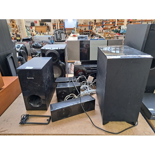 697 - A collection of Panasonic items to include SC-HC38DB compact stereo system, SA-AKX200 stereo system,... 