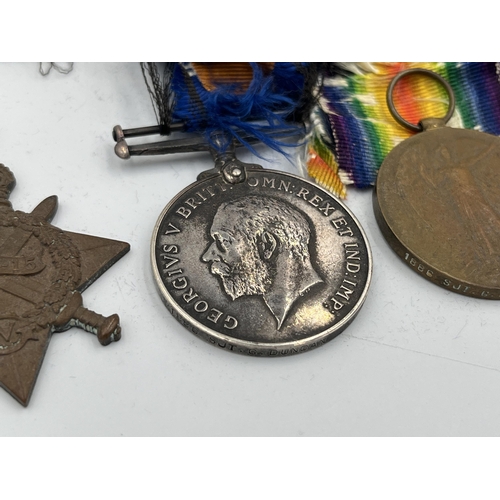 2220 - Four medals, three WWI presented to 1886 Sgt. G. Duncan R. Scots and one WWII South African War Serv... 