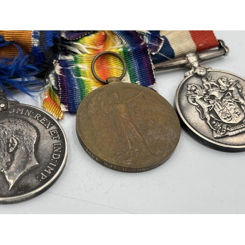 2220 - Four medals, three WWI presented to 1886 Sgt. G. Duncan R. Scots and one WWII South African War Serv... 