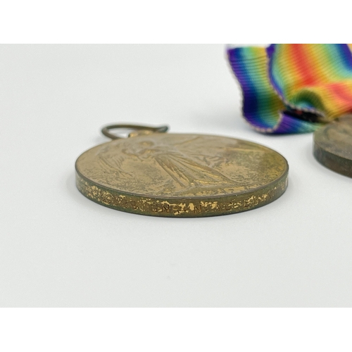 2221 - Three WWI British Victory medals, one presented to 250304 GNR. A. Campbell R. A., one presented to 4... 