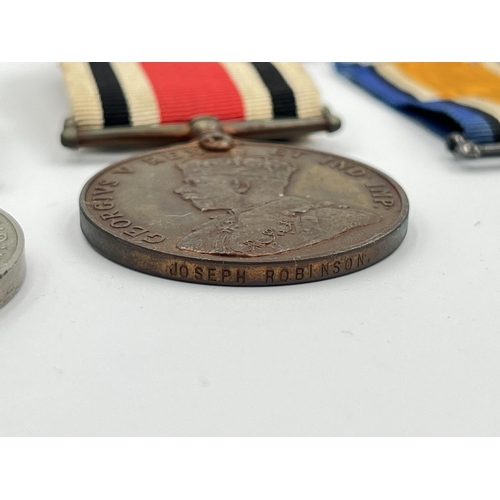 2226 - Six medals, two WWI presented to M. 2-135633 Pte. H. Robinson A. S. C. with Soldier's Service and Pa... 