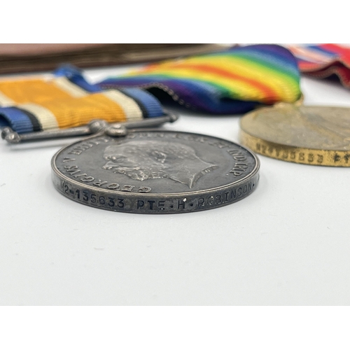 2226 - Six medals, two WWI presented to M. 2-135633 Pte. H. Robinson A. S. C. with Soldier's Service and Pa... 