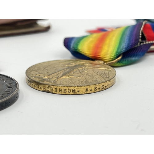 2226 - Six medals, two WWI presented to M. 2-135633 Pte. H. Robinson A. S. C. with Soldier's Service and Pa... 