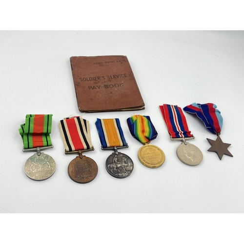 2226 - Six medals, two WWI presented to M. 2-135633 Pte. H. Robinson A. S. C. with Soldier's Service and Pa... 