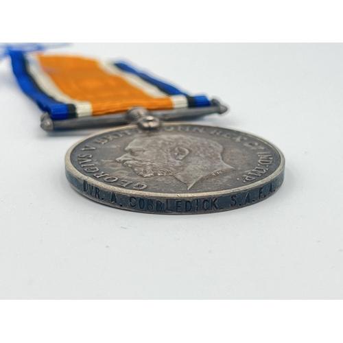 2228 - A WWI British medal pair presented to DVR. A. Cobbledick S. A. F. A.