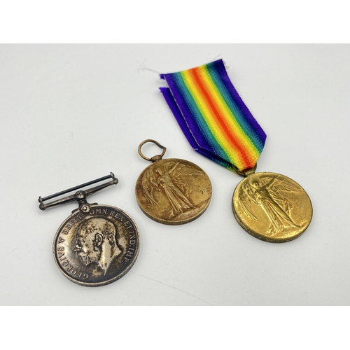 2231 - Three WWI British medals, one War presented to 46334 Pte. H. Dixon Durh. L. I. and two Victory, one ... 